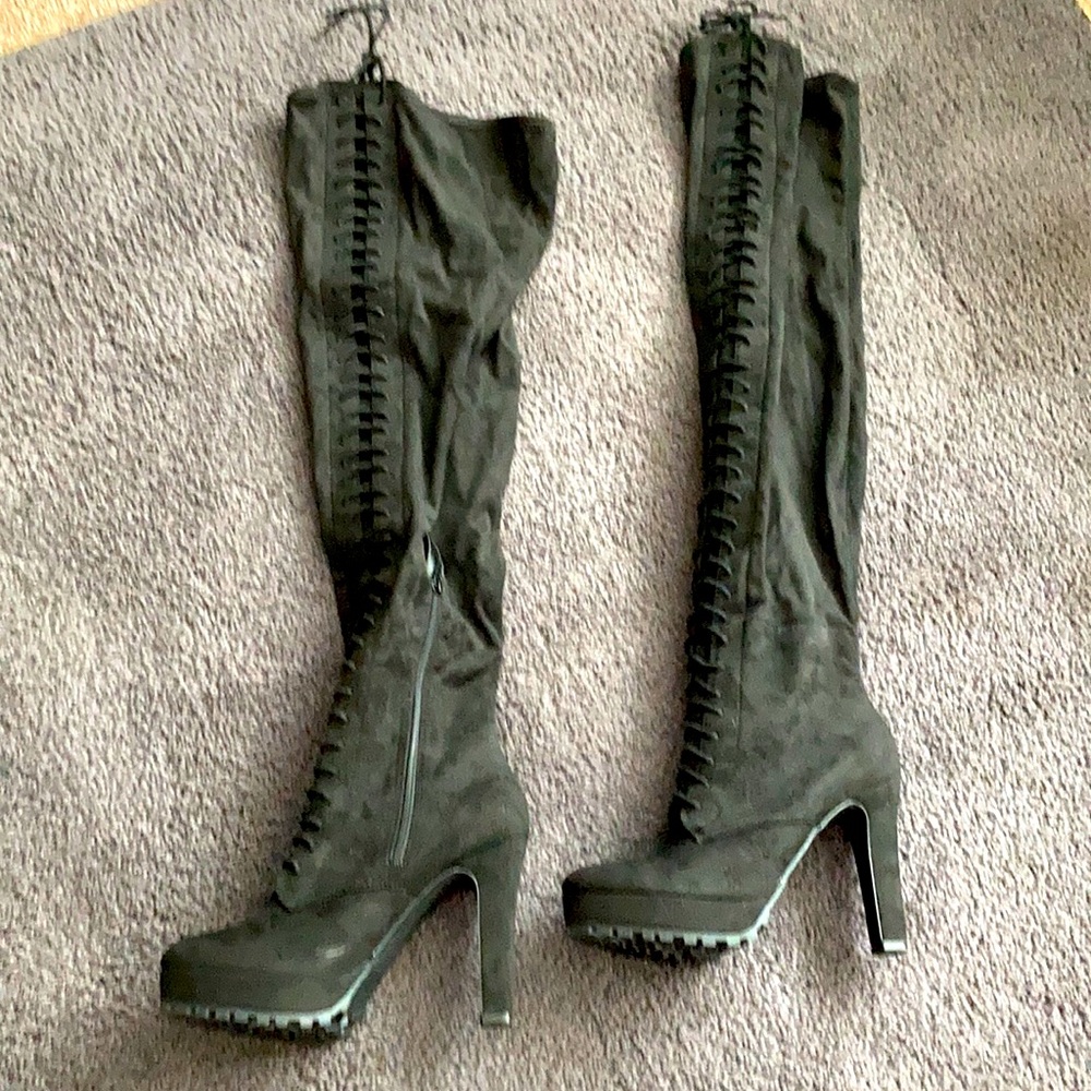 Black thigh high boots